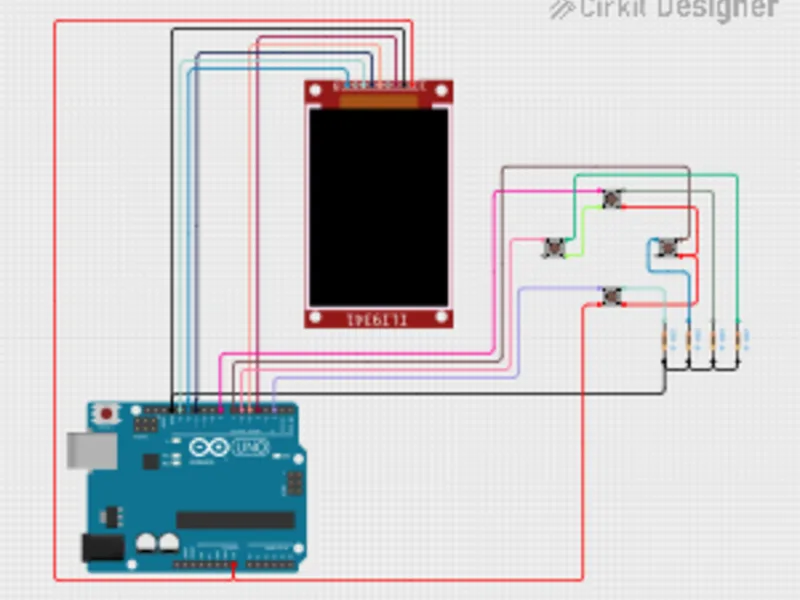 Arduino UNO Lode Runner game with ILI9341 display project in Cirkit Designer