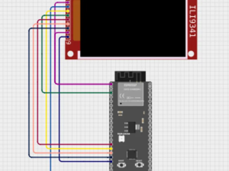 ESP32-S3 crypto price tracker with ILI9341 display in Cirkit Designer