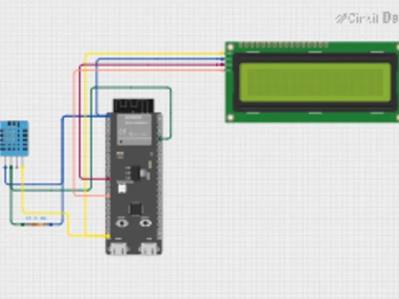 ESP32-S3 DHT11 temperature and humidity sensor project in Cirkit Designer
