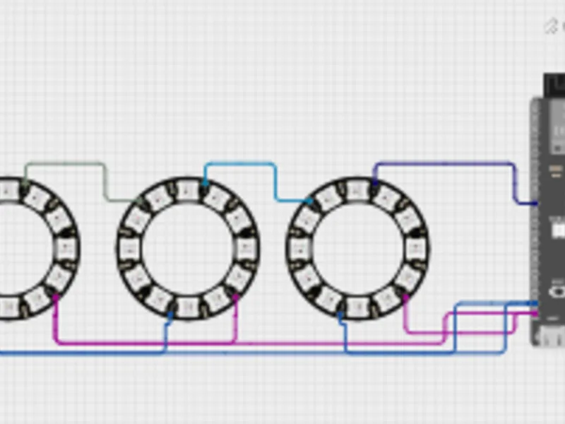 ESP32-S3 NeoPixel ring simulation project in Cirkit Designer