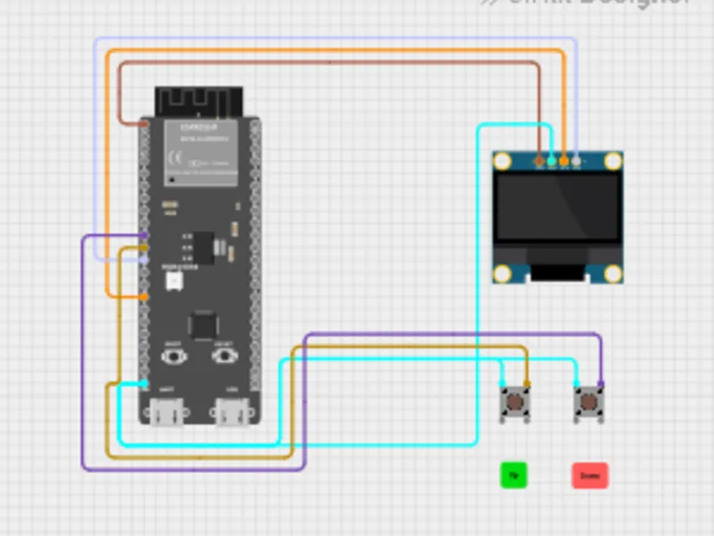 ESP32-S3 Pong game with OLED display project in Cirkit Designer