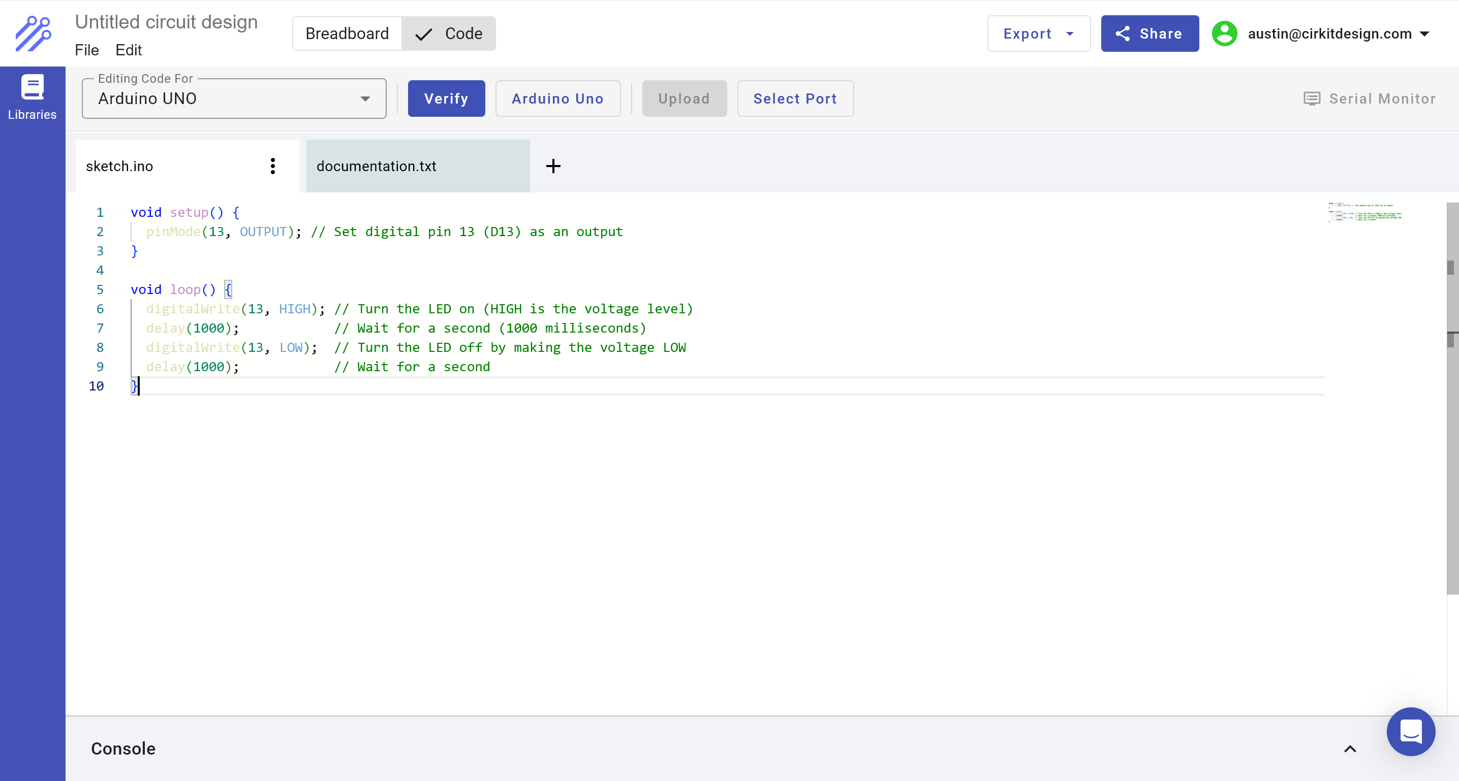Code added to IDE Code added to IDE