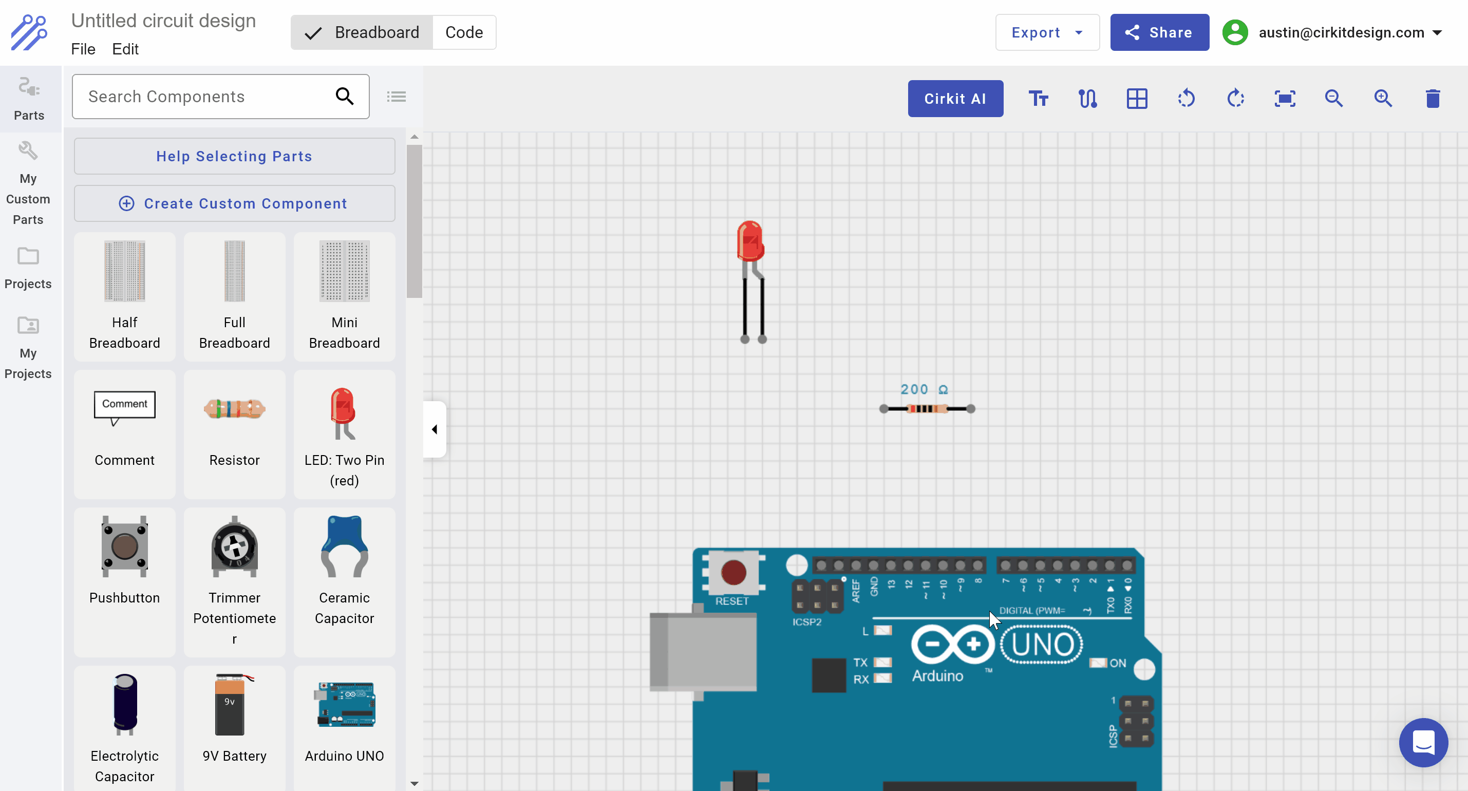 Placing wires to connect the components Placing Wires